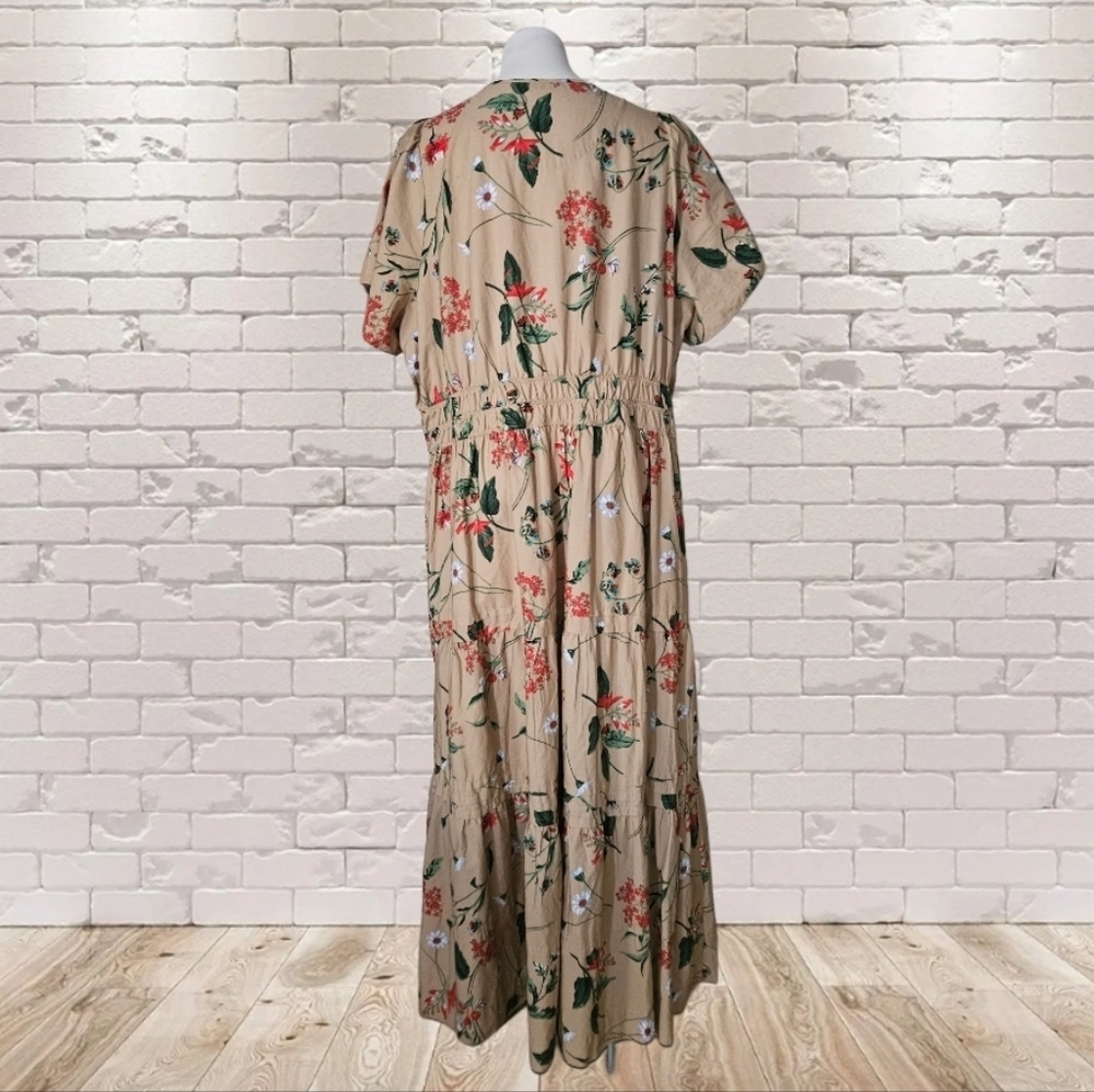 Anthropologie Beige and Red Floral Maxi Dress - Picture 6 of 9